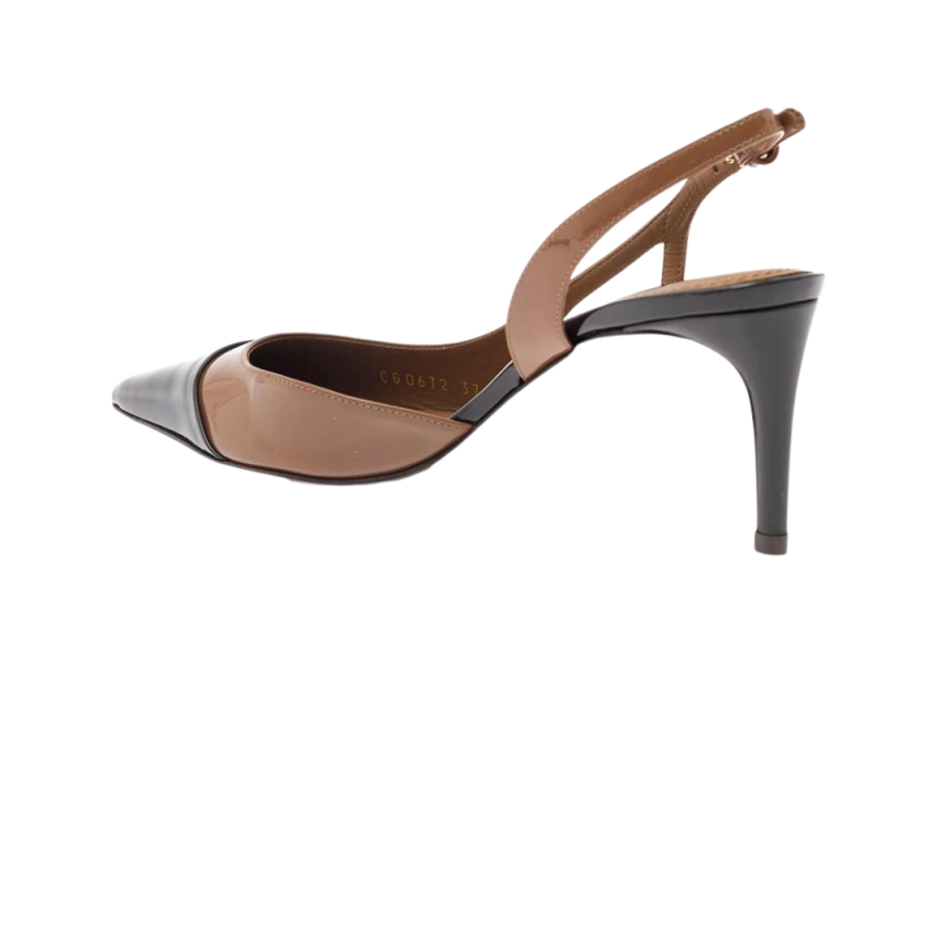 Escarpins DOLCE & GABBANA Lollo Last Slingback cuir bicolore marron camel