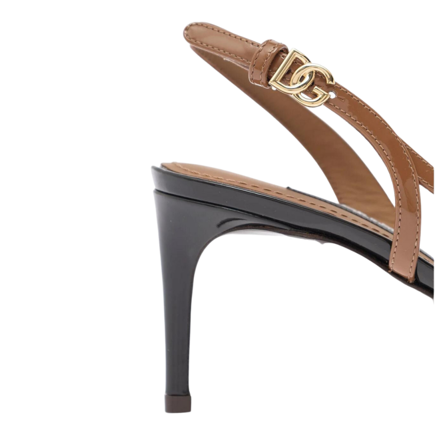 Escarpins DOLCE & GABBANA Lollo Last Slingback cuir bicolore marron camel