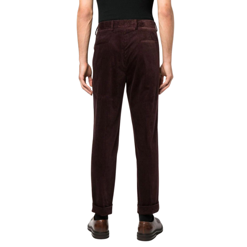 Pantalon à pince BRUNELLO CUCINELLI velours côtelé bordeaux prune