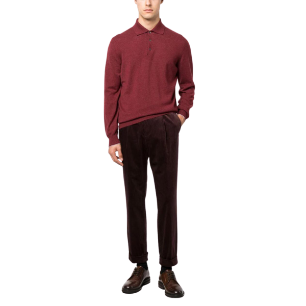 Pantalon à pince BRUNELLO CUCINELLI velours côtelé bordeaux prune