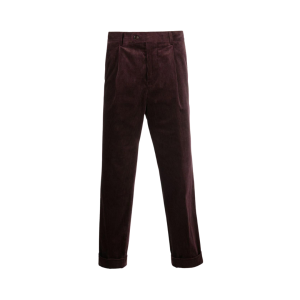 Pantalon à pince BRUNELLO CUCINELLI velours côtelé bordeaux prune