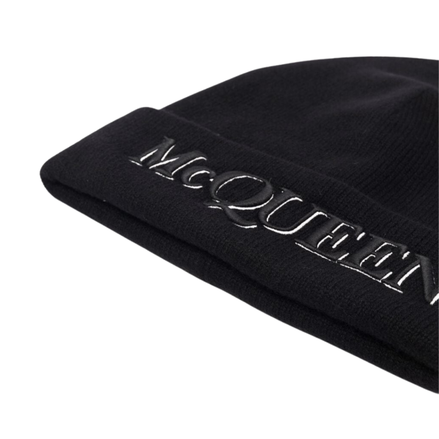 Bonnet ALEXANDER MCQUEEN laine cachemire noir