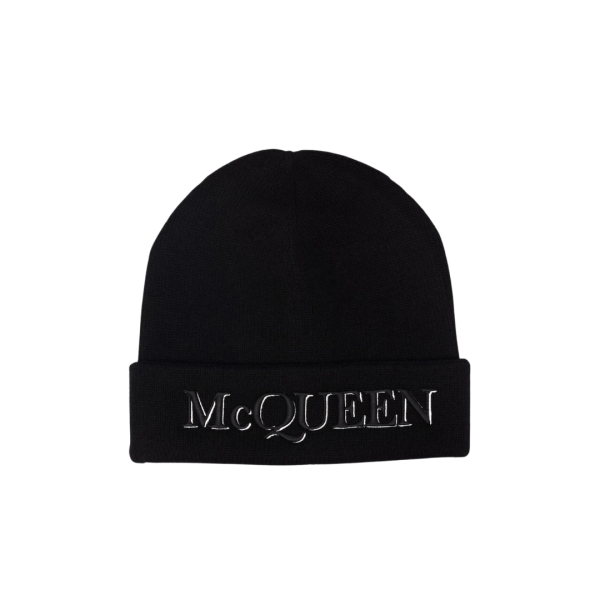 Bonnet ALEXANDER MCQUEEN laine cachemire noir