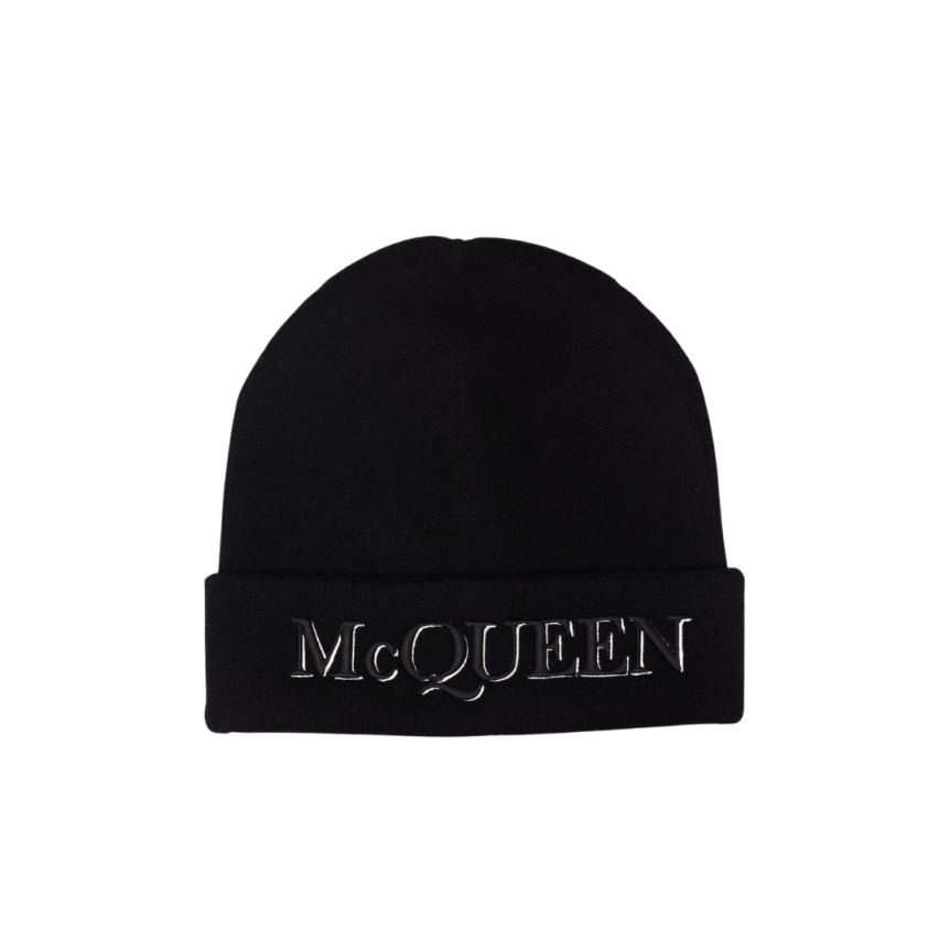Bonnet ALEXANDER MCQUEEN laine cachemire noir