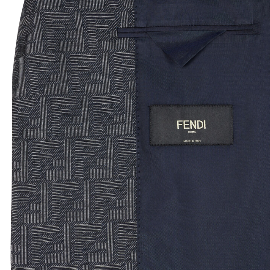 Veste droite FENDI coupe classique Fendi Shadow jacquard FF bleu