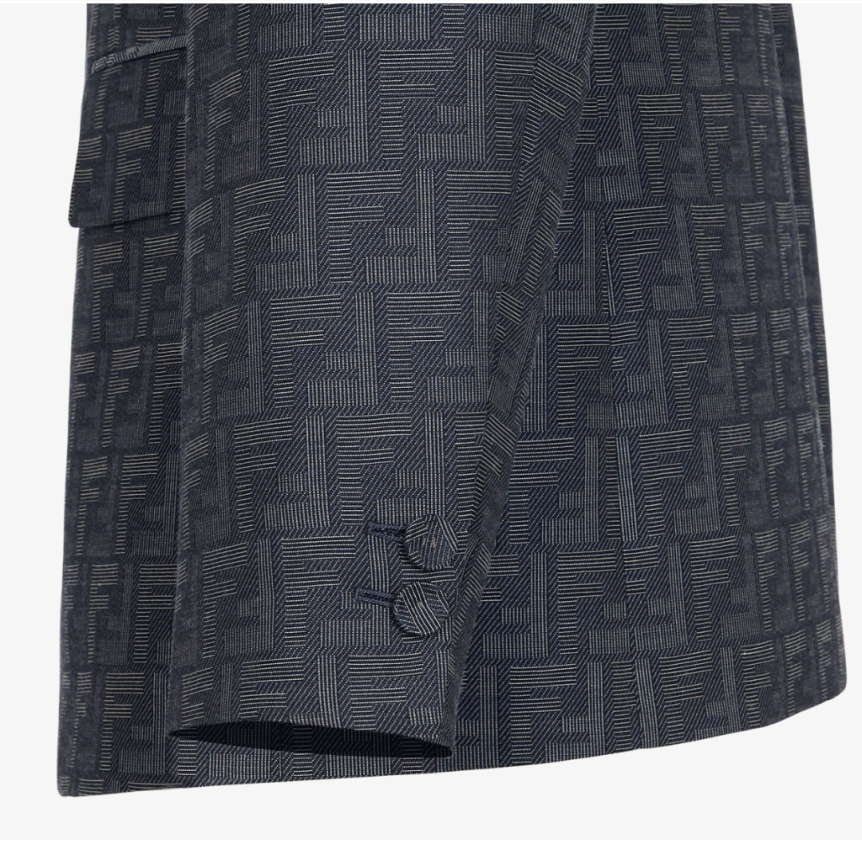 Veste droite FENDI coupe classique Fendi Shadow jacquard FF bleu