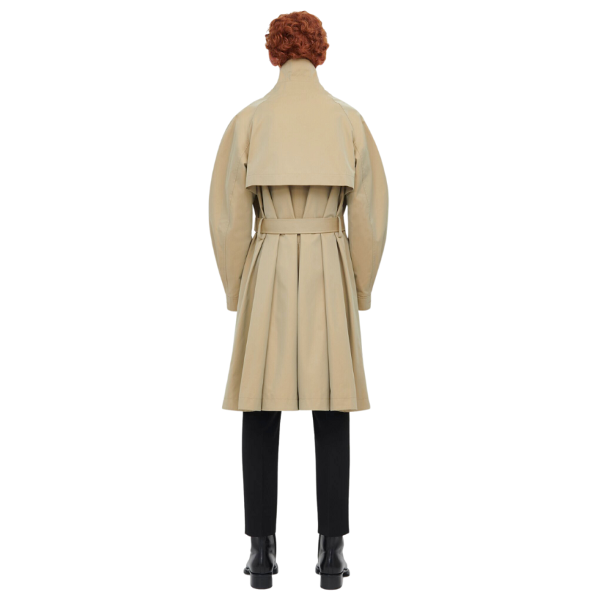 Trench-coat ALEXANDER MCQUEEN superpositions gabardine coton beige