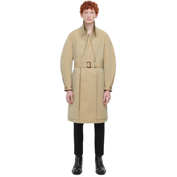 Trench-coat ALEXANDER MCQUEEN superpositions gabardine coton beige