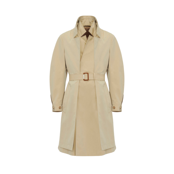 Trench-coat ALEXANDER MCQUEEN superpositions gabardine coton beige