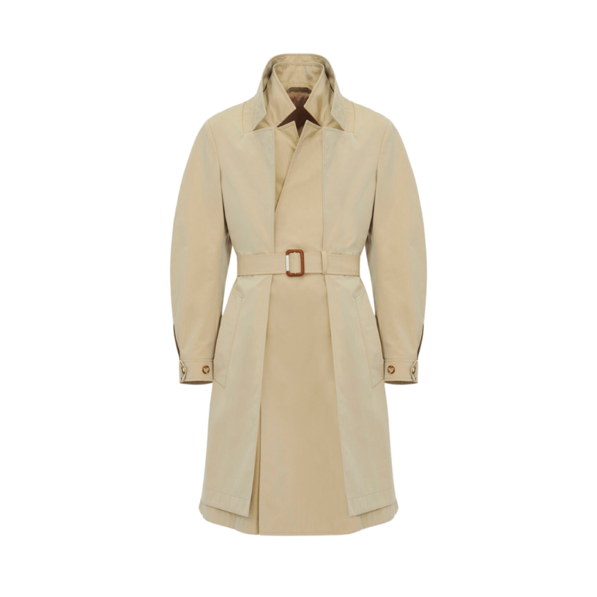 Trench-coat ALEXANDER MCQUEEN superpositions gabardine coton beige