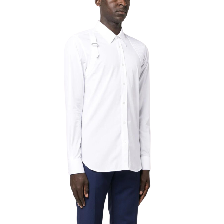 Chemise ALEXANDER MCQUEEN Harness coton blanc bride épaule
