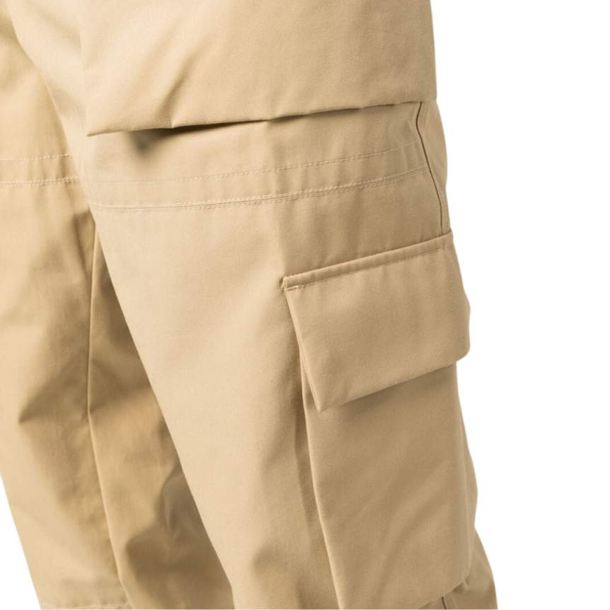 Pantalon ALEXANDER MCQUEEN cargo voile coton beige taille bas élastique poches