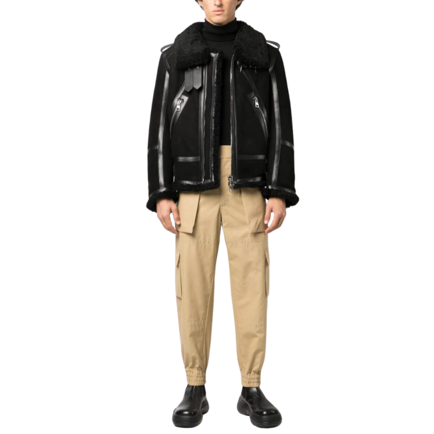 Pantalon ALEXANDER MCQUEEN cargo voile coton beige taille bas élastique poches