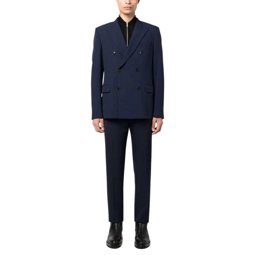 pantalon de costume ALEXANDER MCQUEEN coupe droite laine bleu marine