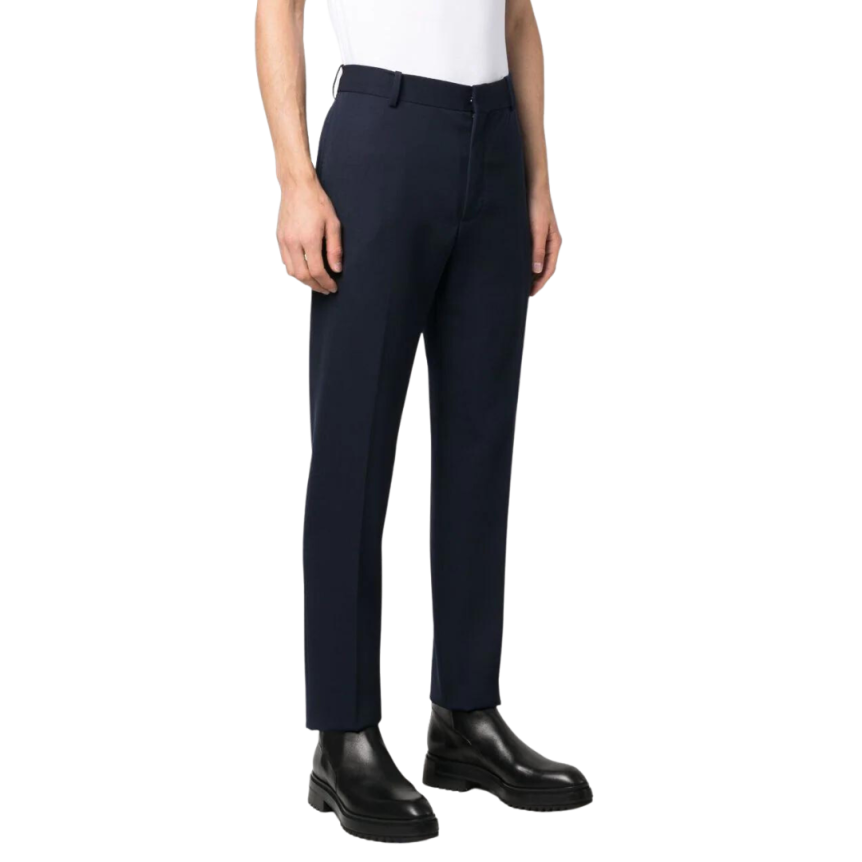 pantalon de costume ALEXANDER MCQUEEN coupe droite laine bleu marine