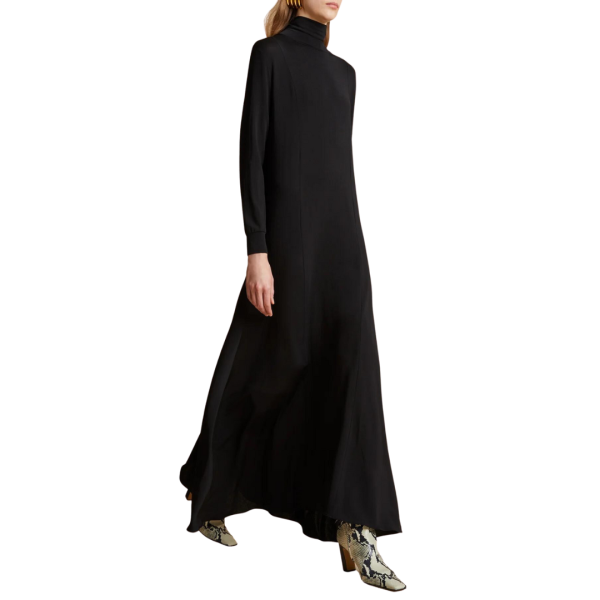 Robe longue KHAITE Ritchie jersey crêpe noir