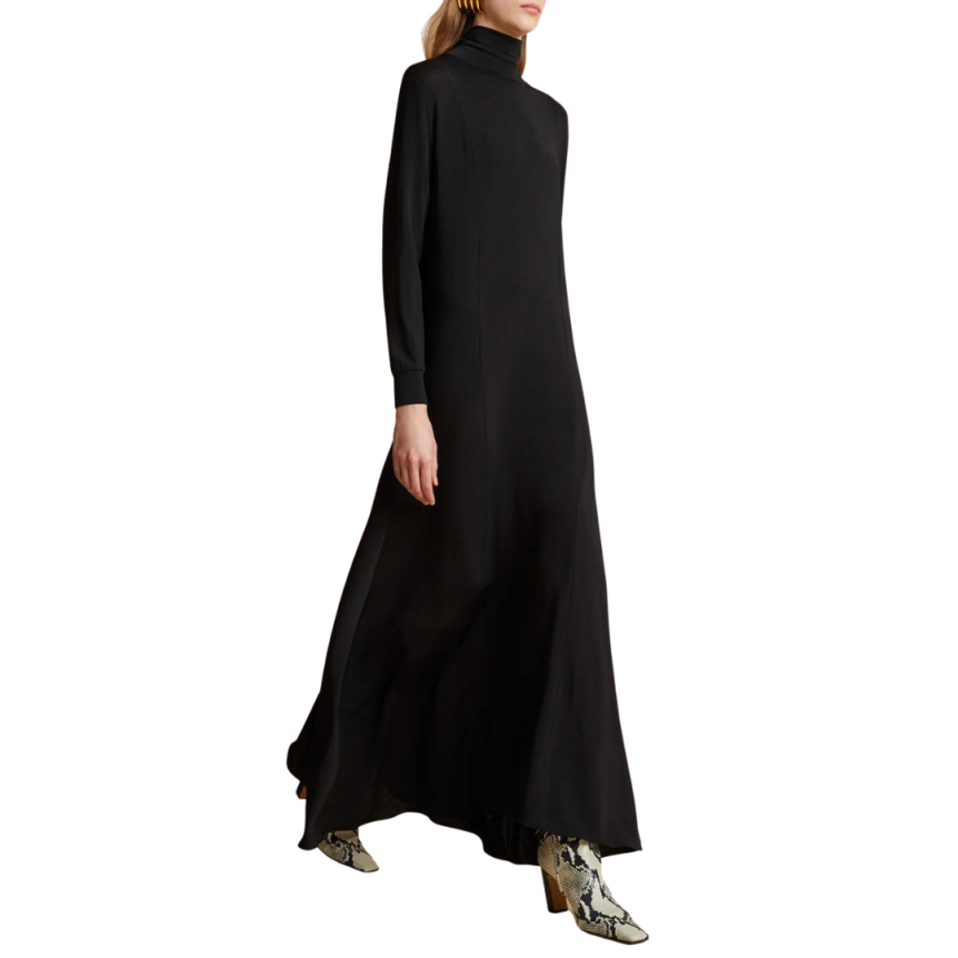 Robe longue KHAITE Ritchie jersey crêpe noir