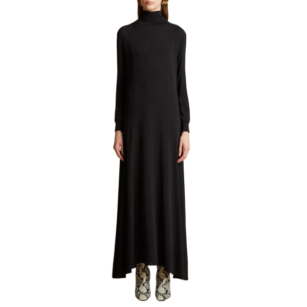 Robe longue KHAITE Ritchie jersey crêpe noir