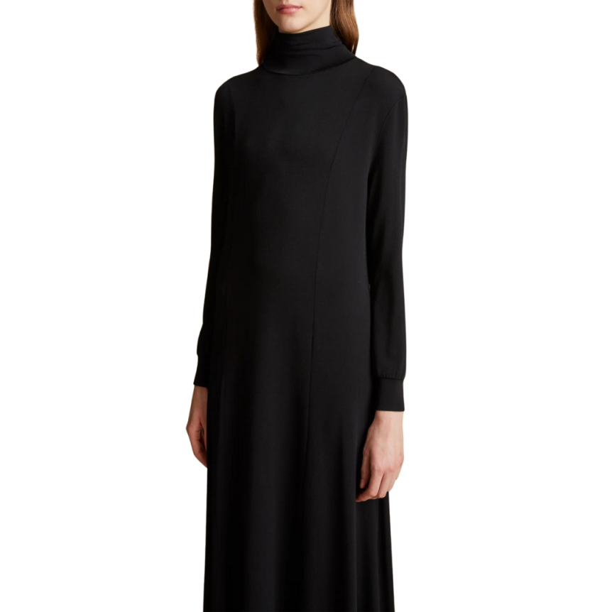 Robe longue KHAITE Ritchie jersey crêpe noir