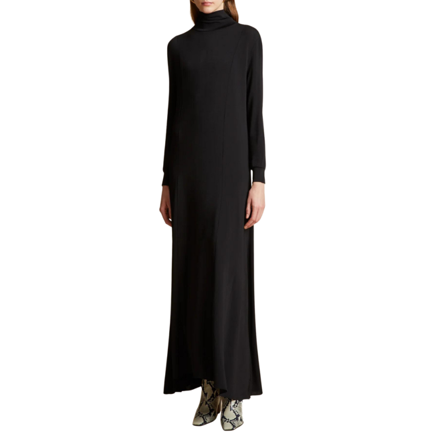 Robe longue KHAITE Ritchie jersey crêpe noir
