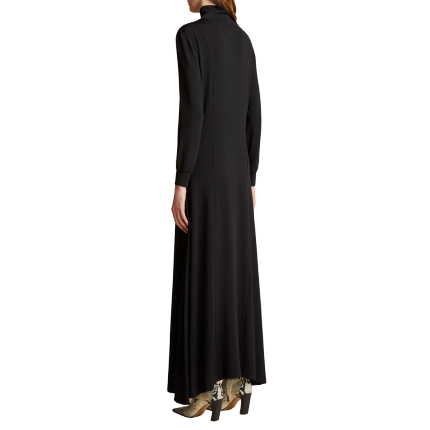 Robe longue KHAITE Ritchie jersey crêpe noir