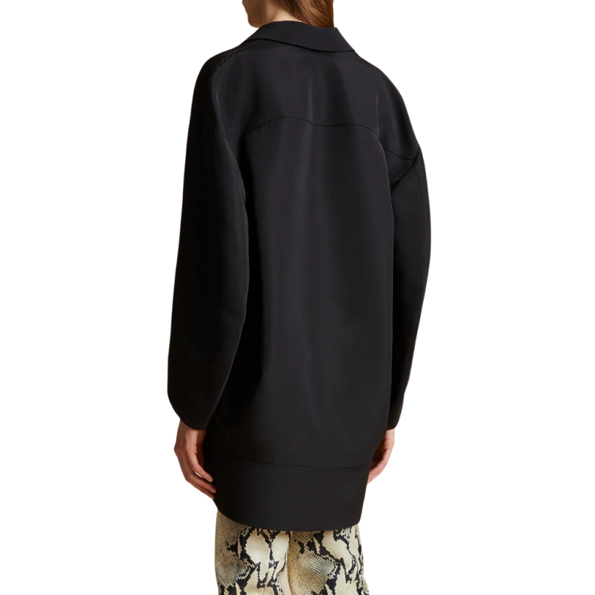 Robe courte KHAITE Kal oversize col polo viscose laine noir