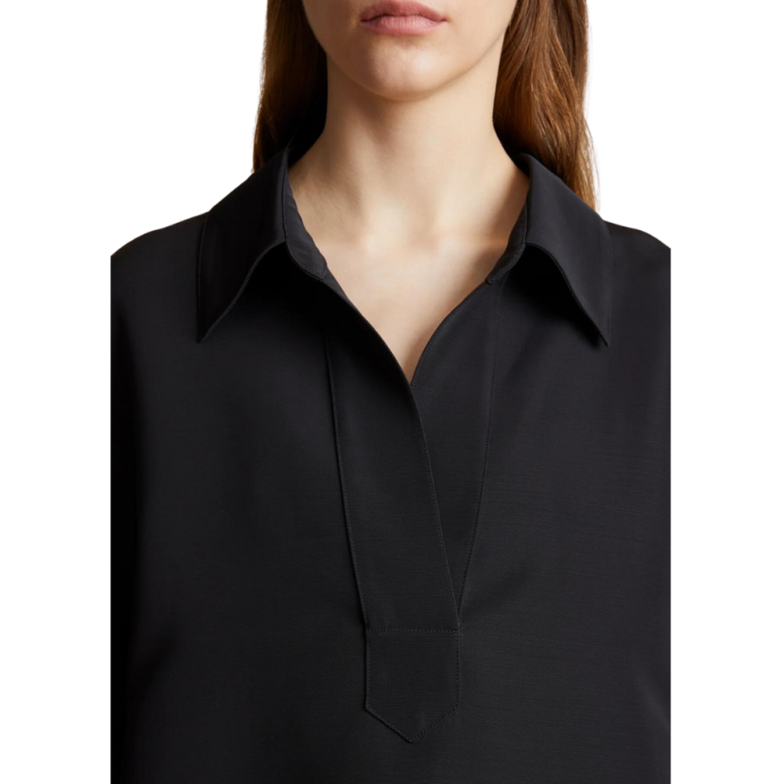 Robe courte KHAITE Kal oversize col polo viscose laine noir