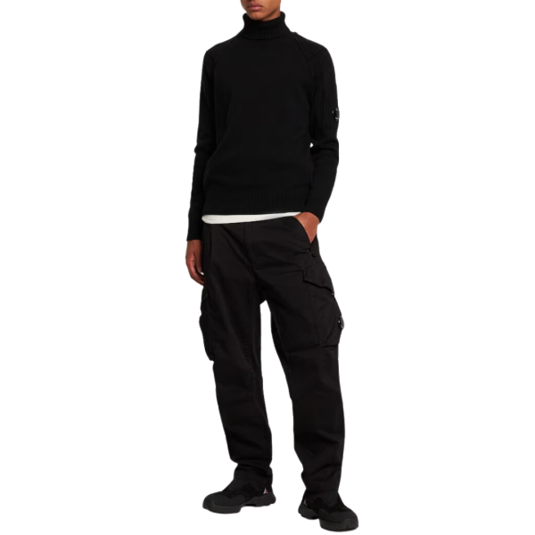 Pull col roulé CP COMPANY en laine d'agneau noir