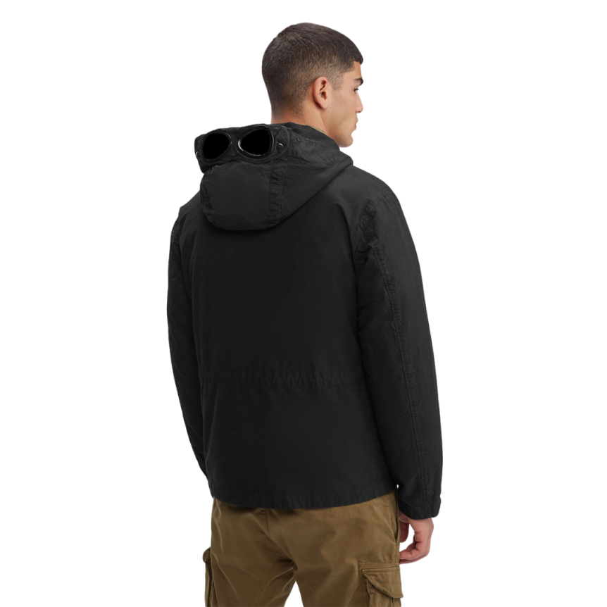 Veste duvet CP COMPANY coton noir DD Shell multipoche lunettes capuche