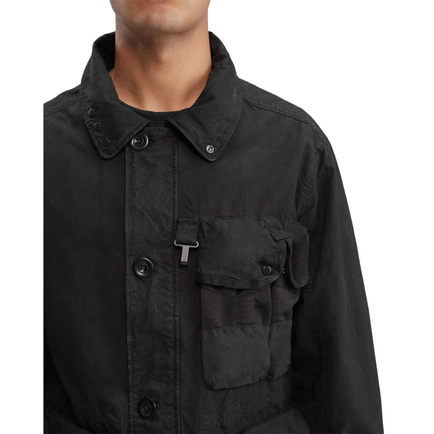 Veste duvet CP COMPANY coton noir DD Shell multipoche lunettes capuche