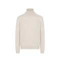 Pull Col roulé cachemire côtelé ivoire