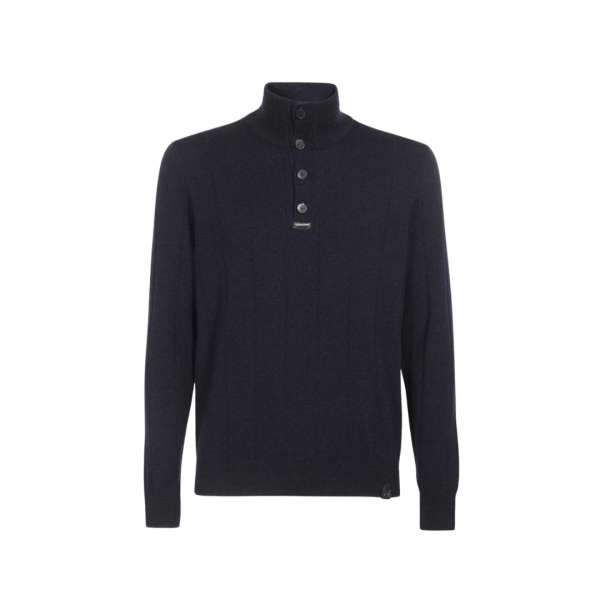Pull col camion bout bleu marine Brioni