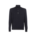 Pull col camionneur boutons cachemire bleu marine
