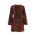 Robe courte mousseline soie noire imprimé cerises rouge