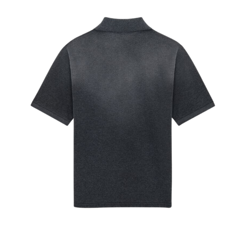 Polo manche courte SAINT LAURENT coton gris anthracite YSL