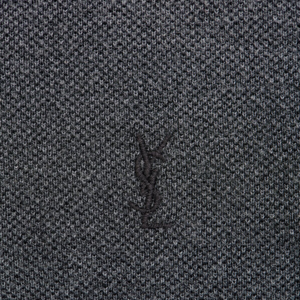 Polo manche courte SAINT LAURENT coton gris anthracite YSL
