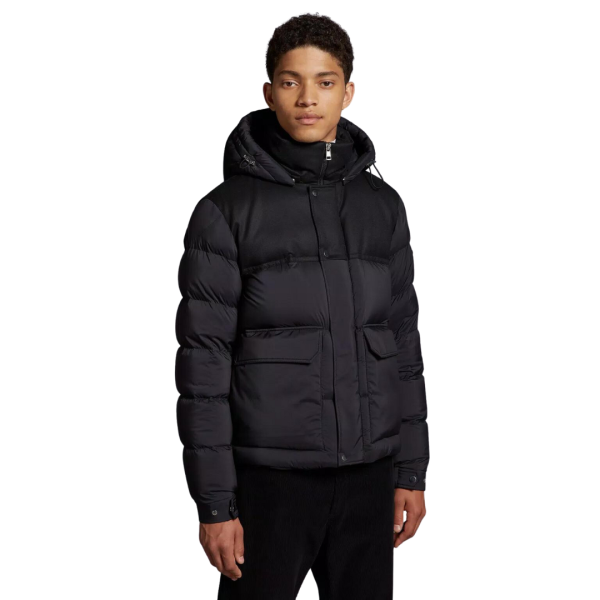 Doudoune courte MONCLER Mussala Nylon Noir Flanelle epaules