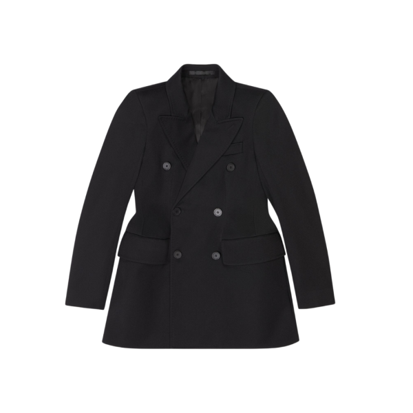 Veste Blazer croisé BALENCIAGA Hourglass revers en pointe laine noire
