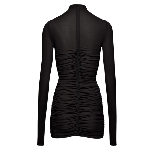 Robe courte MAGDA BUTRYM col montant drapée noire fleurs