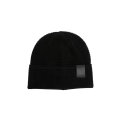 Bonnet laine noire patch logo cuir