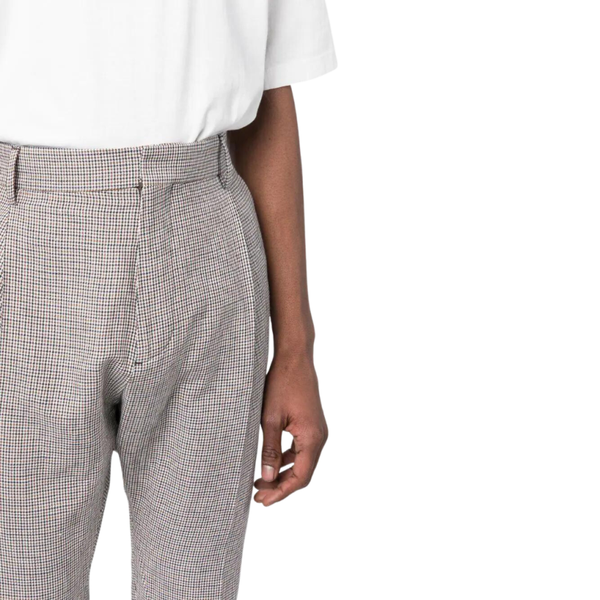 Pantalon DSQUARED micro pied de poule noir rouge