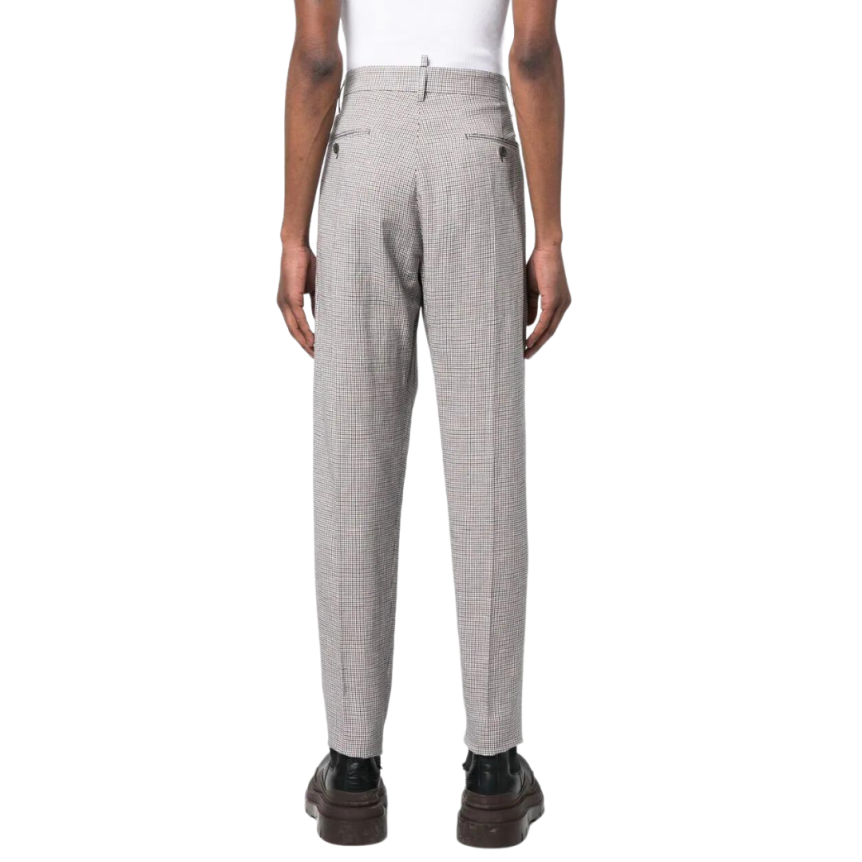 Pantalon DSQUARED micro pied de poule noir rouge