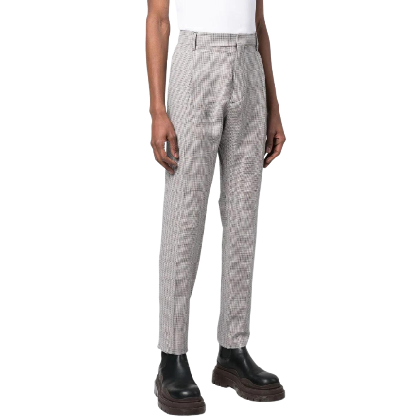 Pantalon DSQUARED micro pied de poule noir rouge