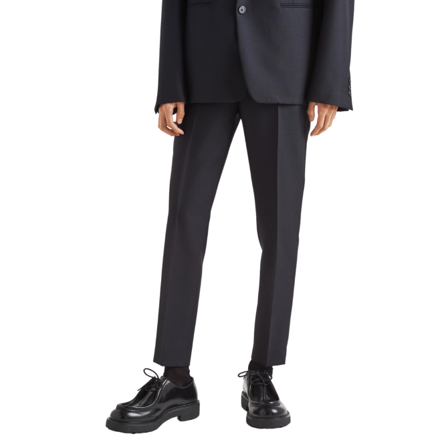 Pantalon extra slim PRADA laine mohair bleu marine