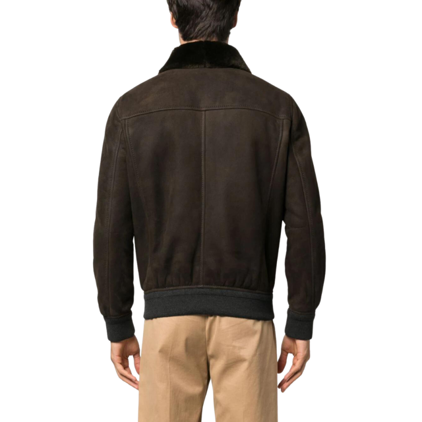 Blouson peau lainée agneau BRIONI Shearling marron