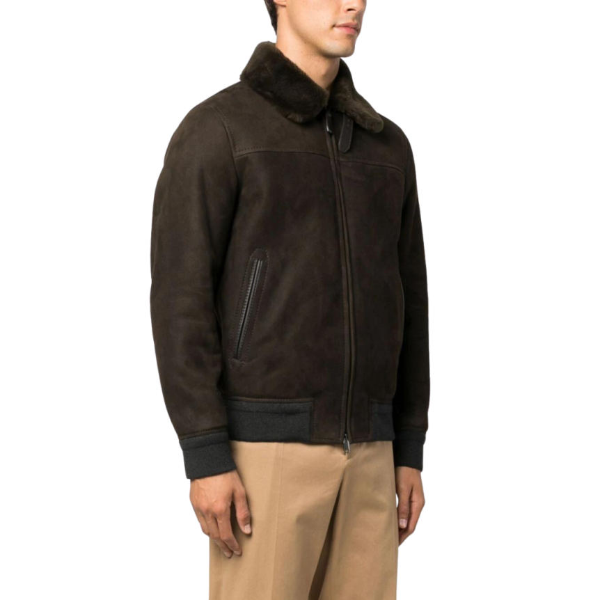 Blouson peau lainée agneau BRIONI Shearling marron