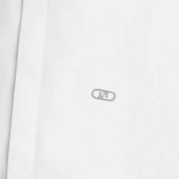 Chemise manches longues coton blanc col italien logo Fendi O'Clock