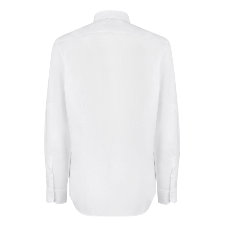 Chemise manches longues coton blanc col italien logo Fendi O'Clock