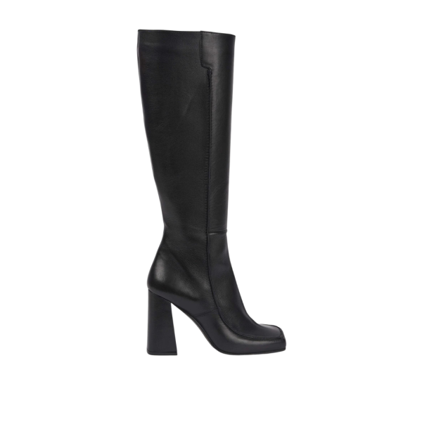 Bottes BARBARA BUI cuir noir genoux talon haut
