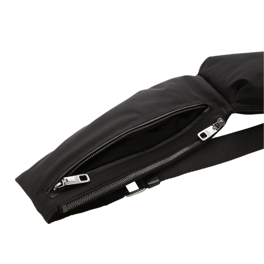 Sac Ceinture DOLCE & GABBANA Banane Nylon noir Plaque métal